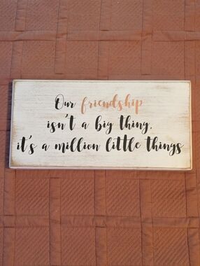 Friendship Script Wall Sign - White and Coral